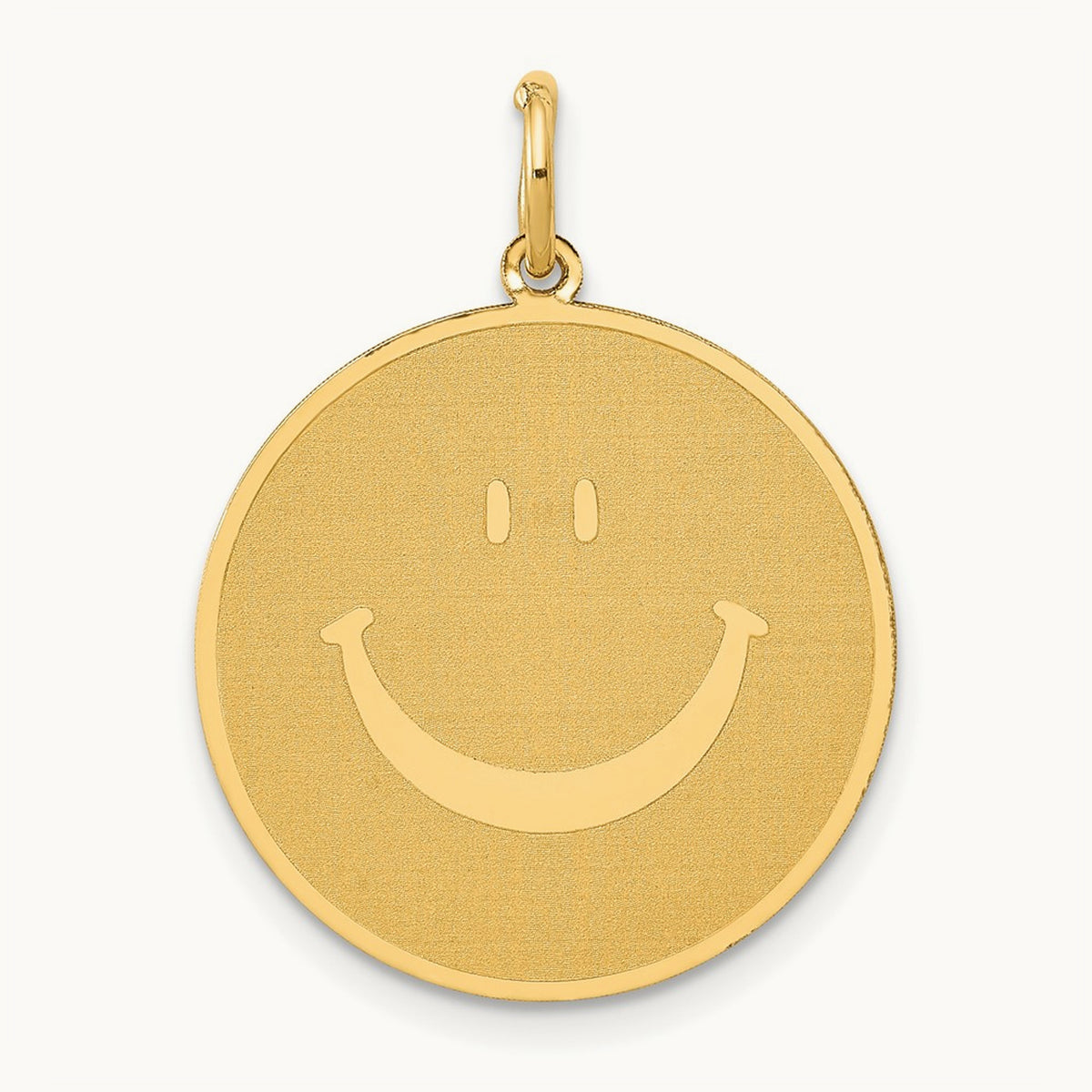 Solid Polished Smiley Face Pendant, 14K