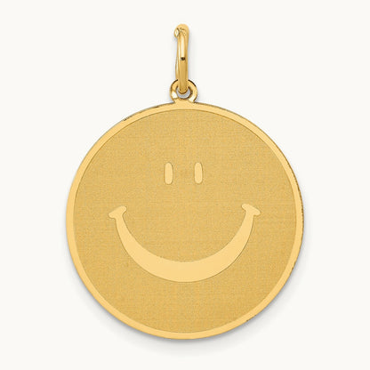 Solid Polished Smiley Face Pendant, 14K
