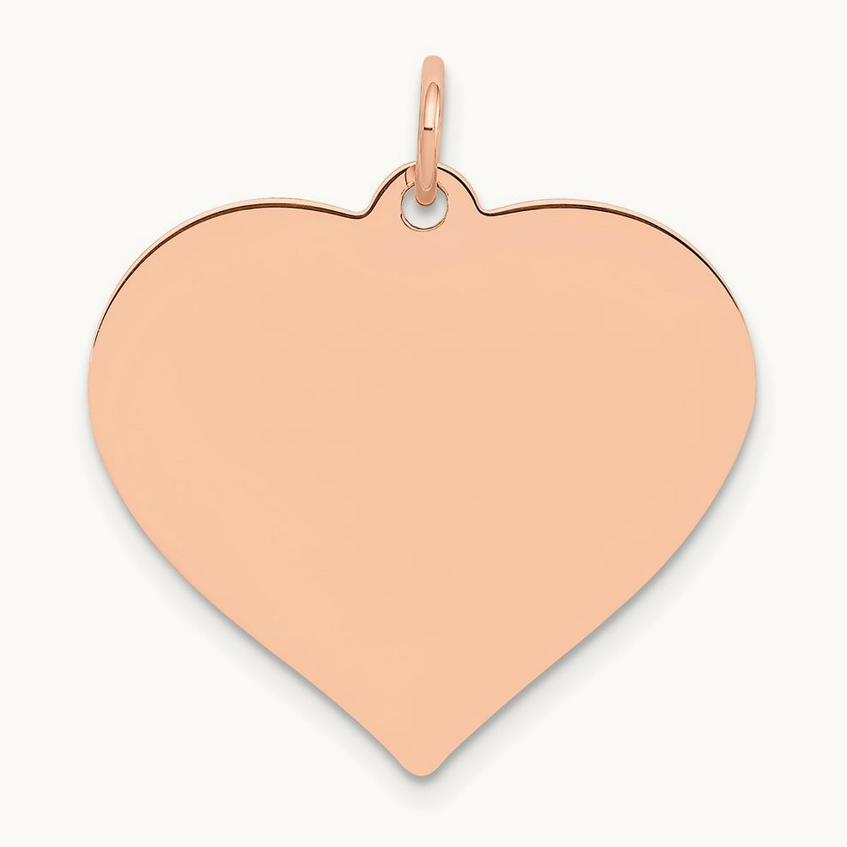 Polished Heart Shaped Disc Pendant, 14K Rose