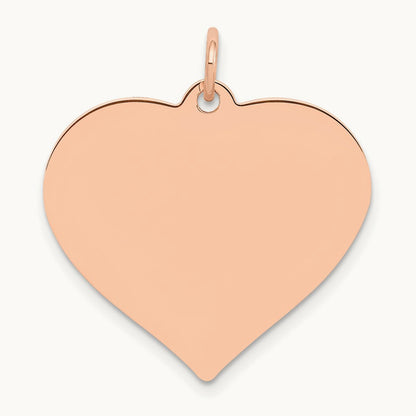 Polished Heart Shaped Disc Pendant, 14K Rose