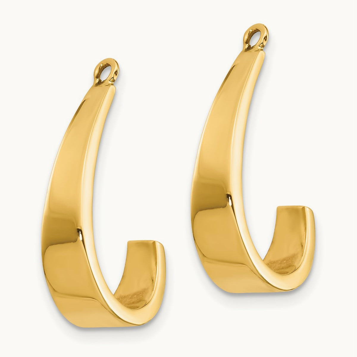 Polished J-Hoop Earring Jackets, 14K
