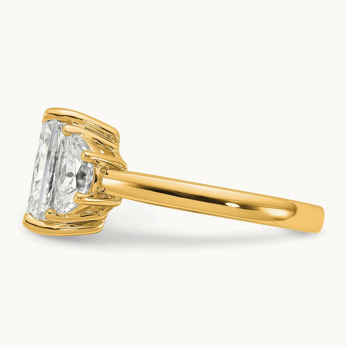 Radiant & 1/2 Moon Engagement Ring, 1.25-4.00 ct tw Lab-Grown Diamond — 4 ct, 14K Yellow Gold
