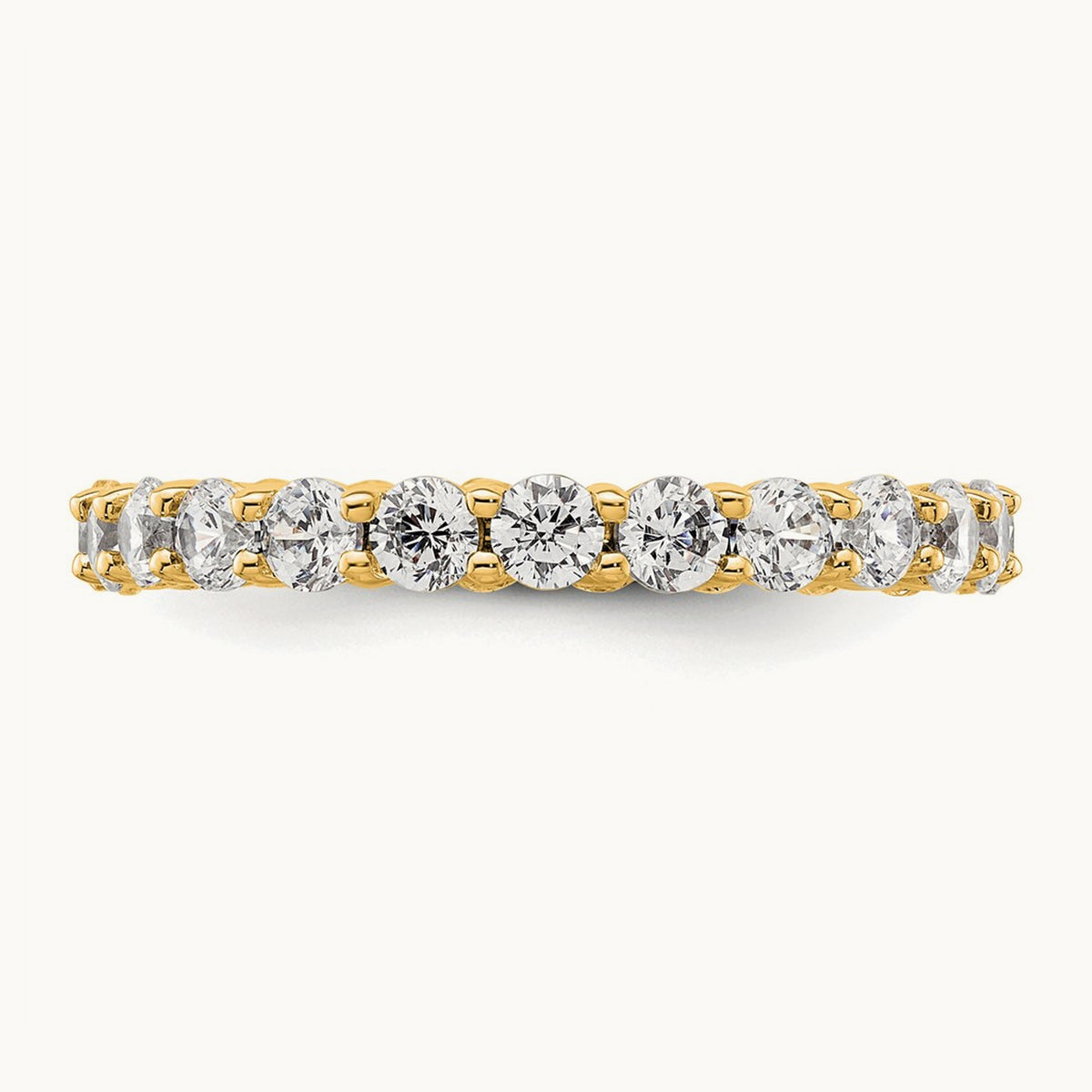 Polished Shared Prong Diamond Eternity Band, 2.00 ct tw — 14K Yellow Gold