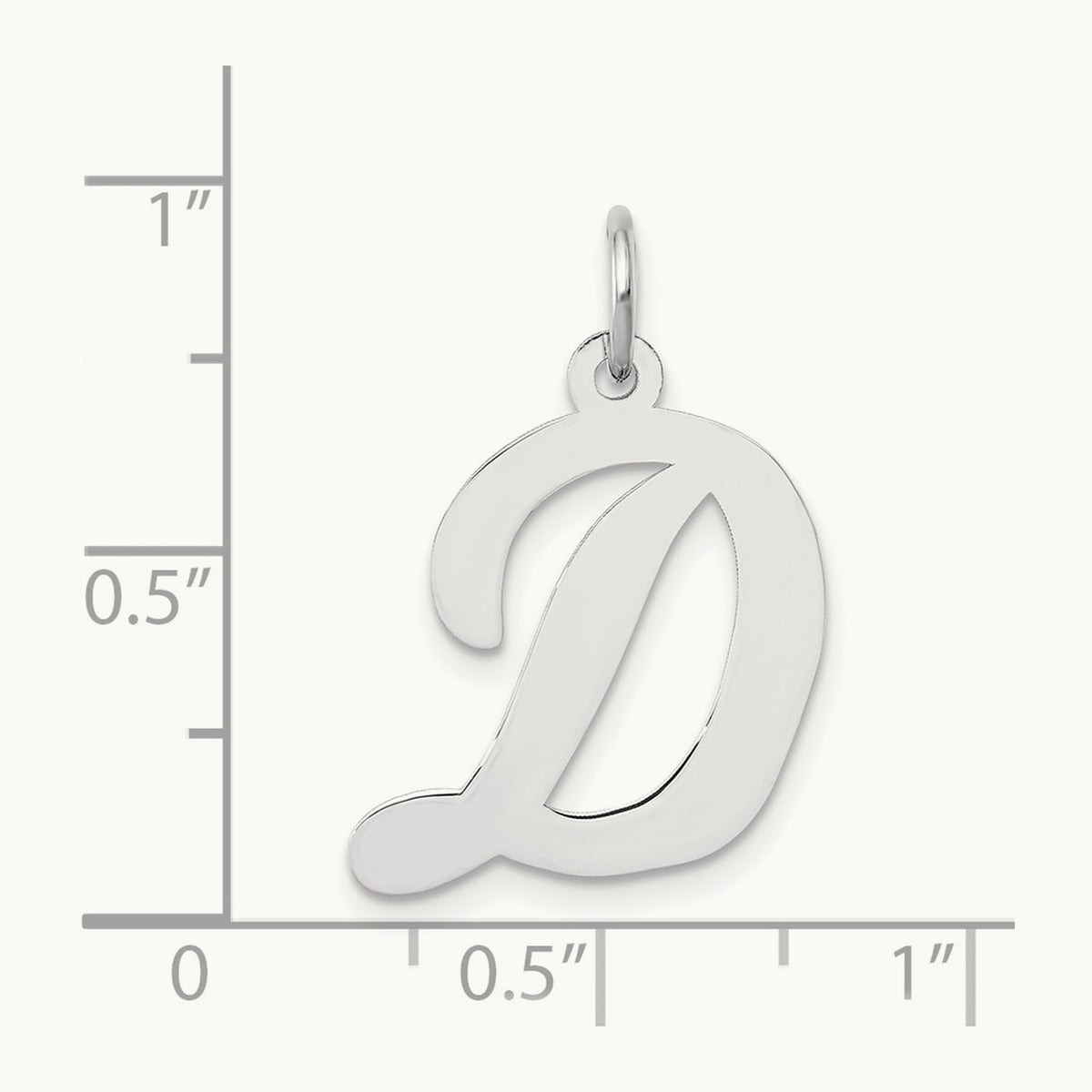 Large Script Initial Charm — 14K White Gold, D