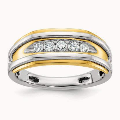 IBGoodman Men's Polished 5-Stone Diamond Ring, 14K Two-tone