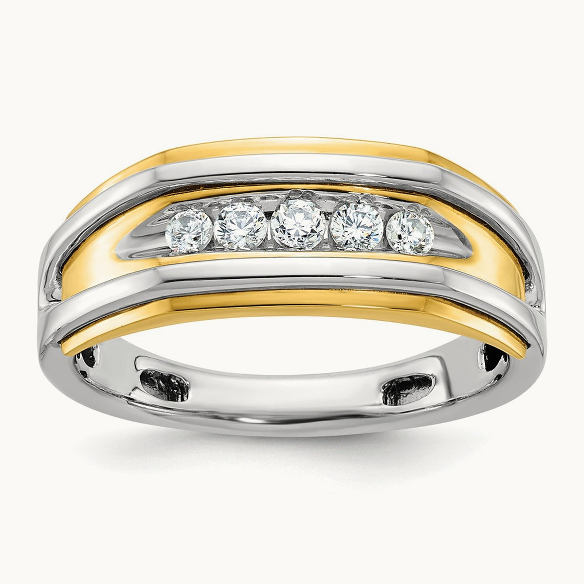 IBGoodman Men's Polished 5-Stone Diamond Ring, 14K Two-tone