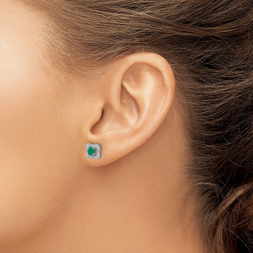 Diamond and Emerald Stud w/ Jacket Earrings — photo set