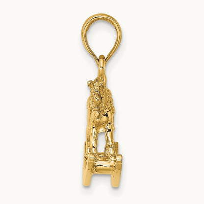 Polished 3-D Rocking Horse Charm, 14K