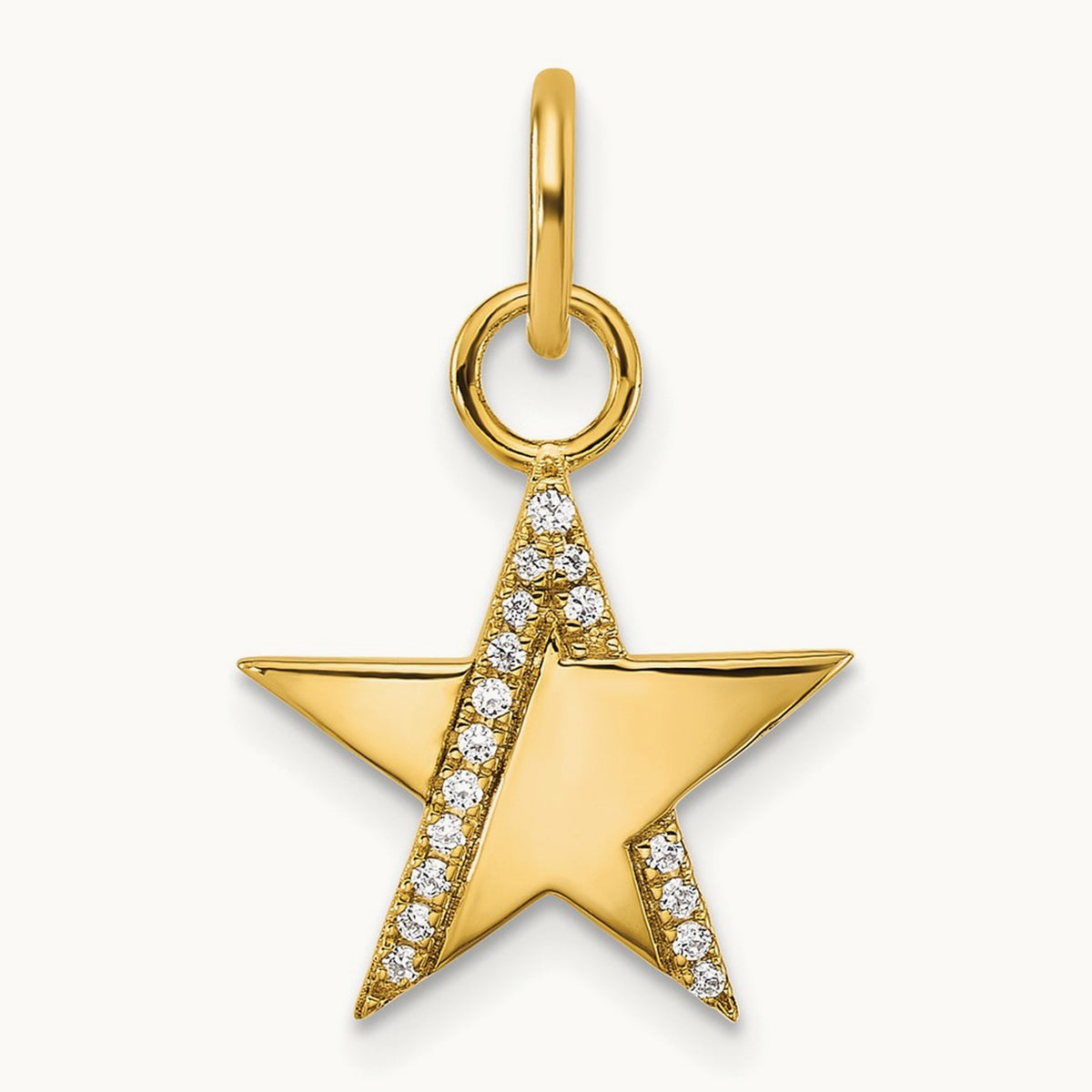 Polished Diamond Star Charm — 14K Yellow Gold
