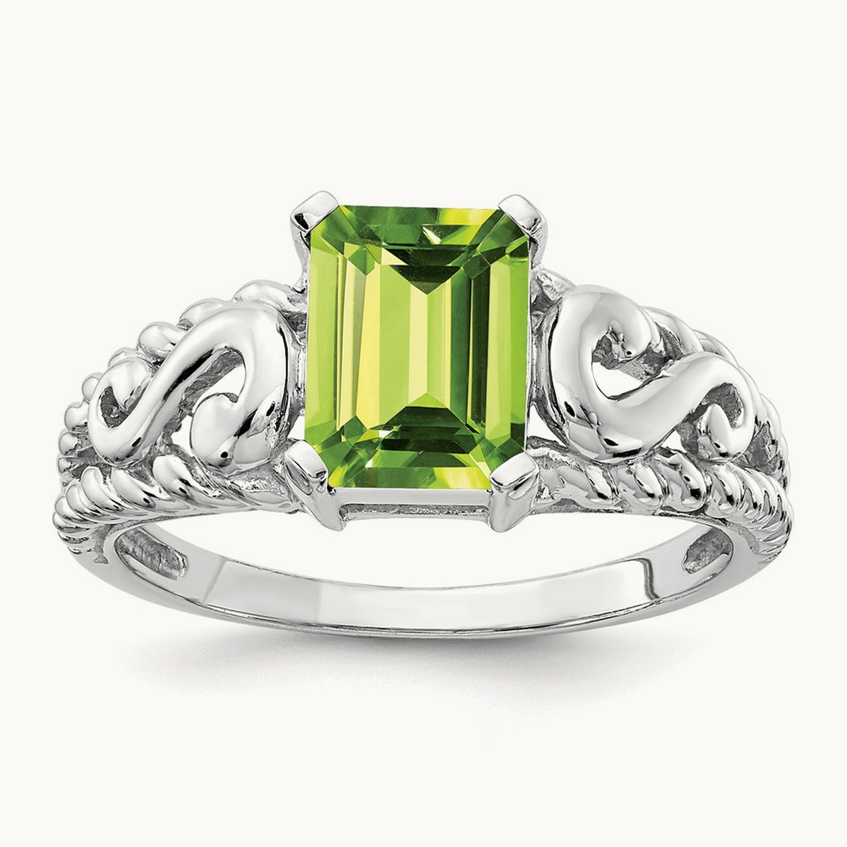 Emerald Cut Peridot ring — photo set