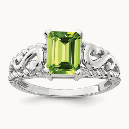Emerald Cut Peridot ring — photo set