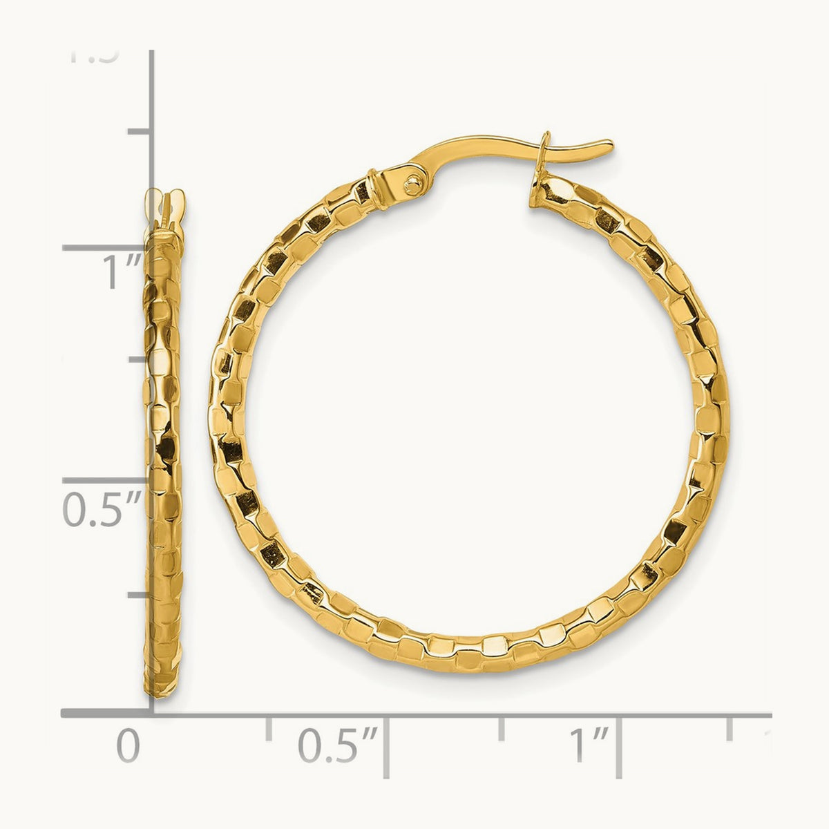 Polished Textured Hoop Earrings — 30mm