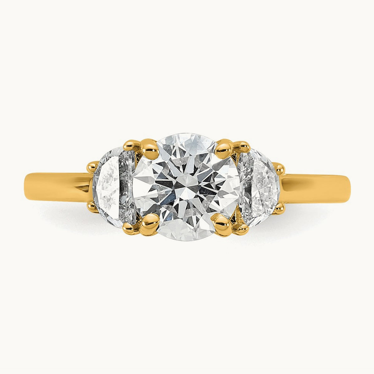 Round 3 Stone Engagement Ring, 1.25-4.00 ct tw Lab-Grown Diamond — 1 3/8 ct, 14K Yellow Gold