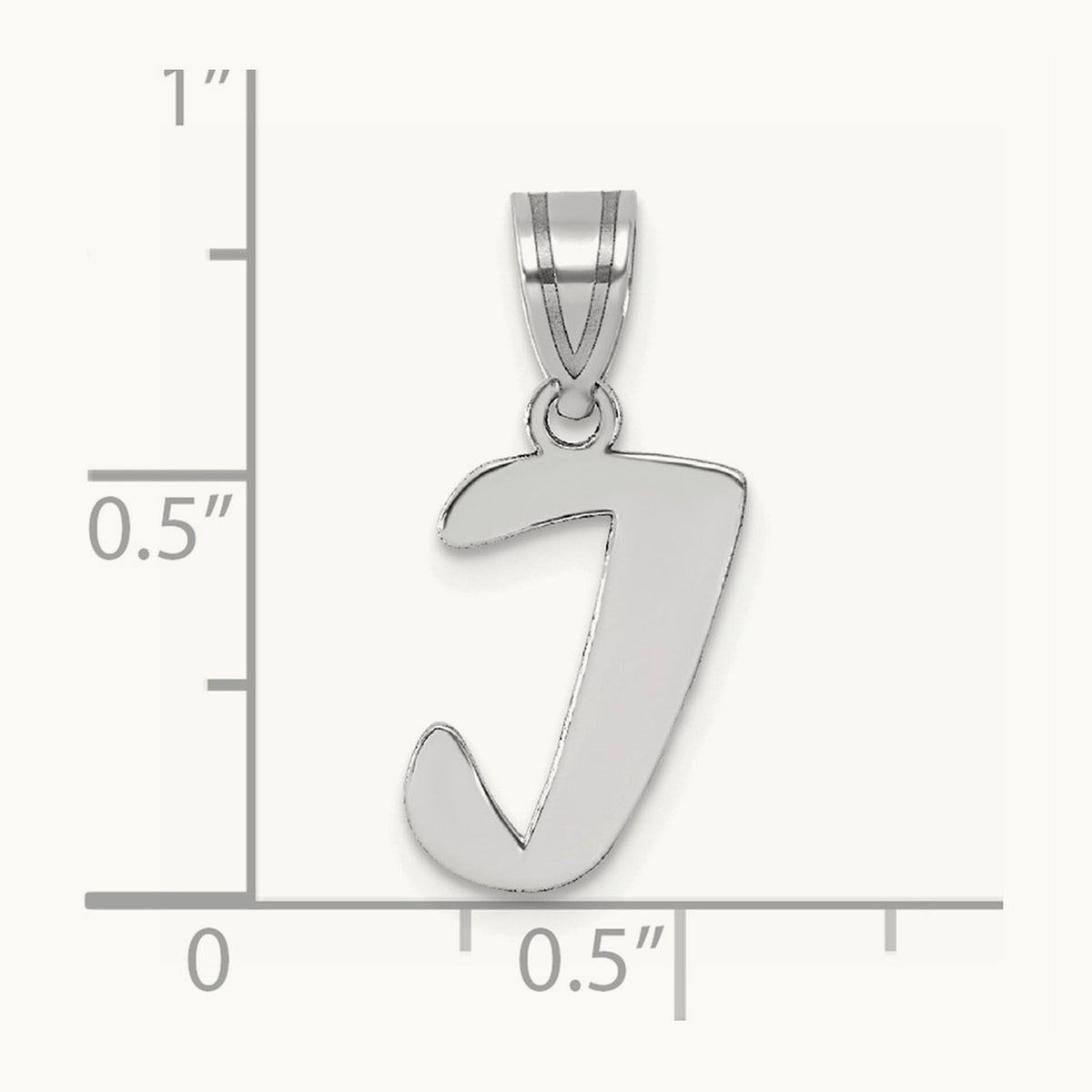 Polished Script Initial Pendant — 14K White Gold, I