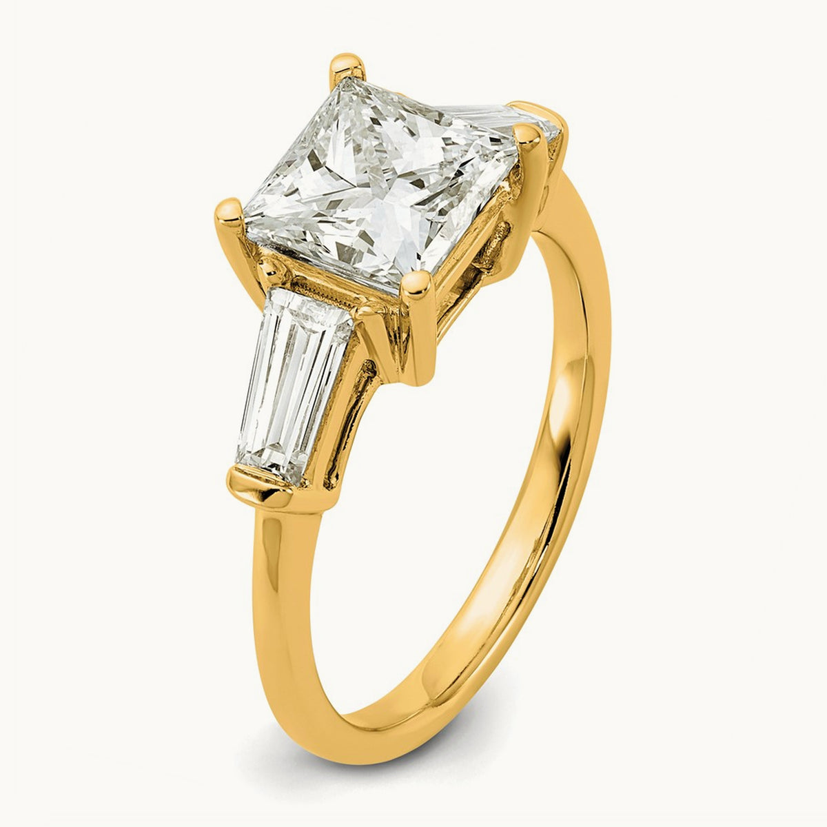 Princess & Baguette Engagement Ring — 14K Yellow Gold, 2 5/8 ct, 7