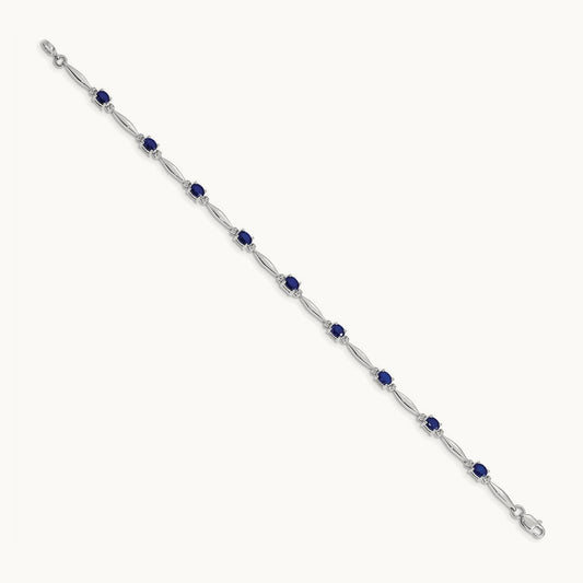 Diamond and Sapphire Bracelet, 14K White Gold