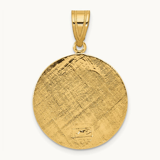 Polished Saint Christopher Medal Round Charm, 14K