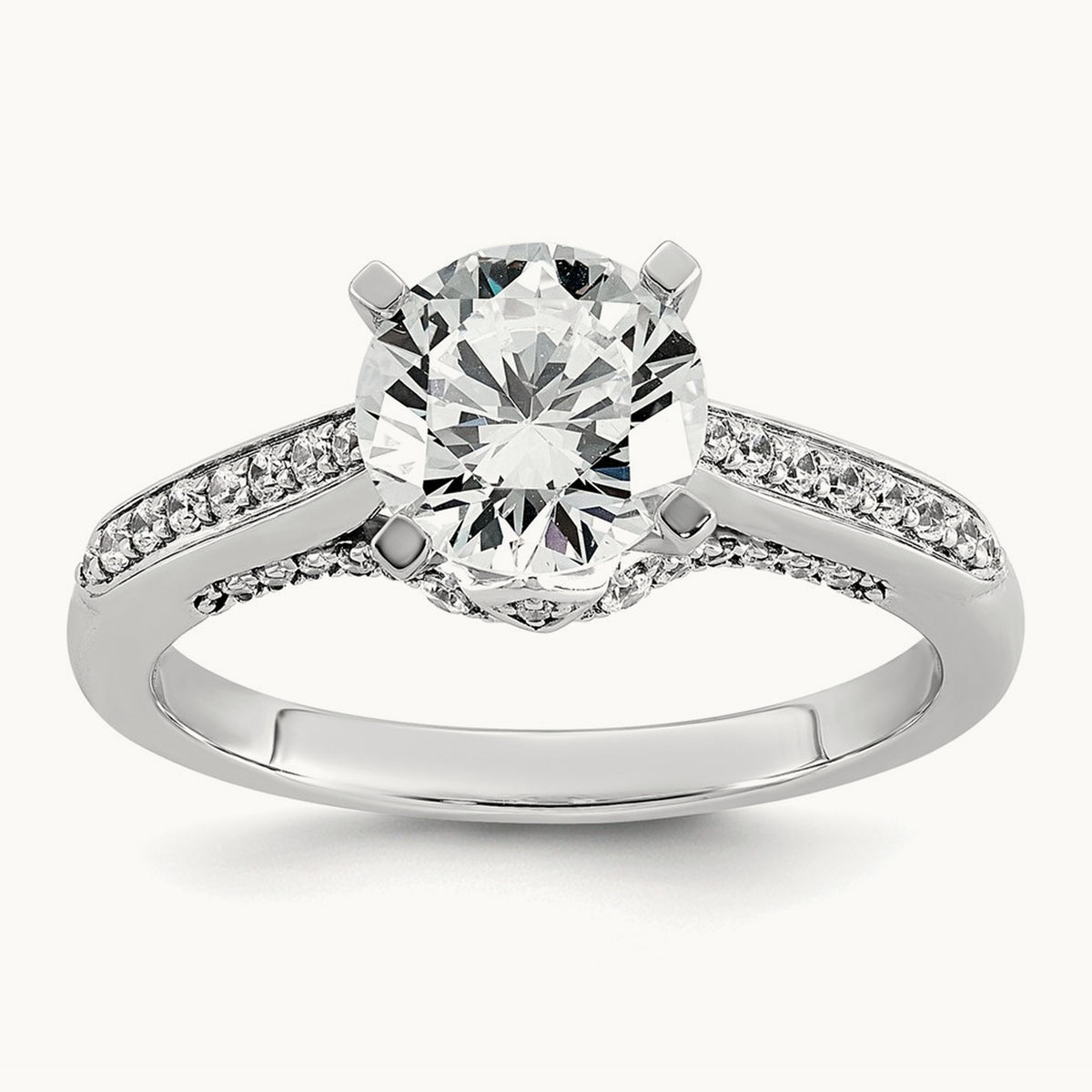 Round Engagement Ring, 1.75 ct tw Lab-Grown Diamond