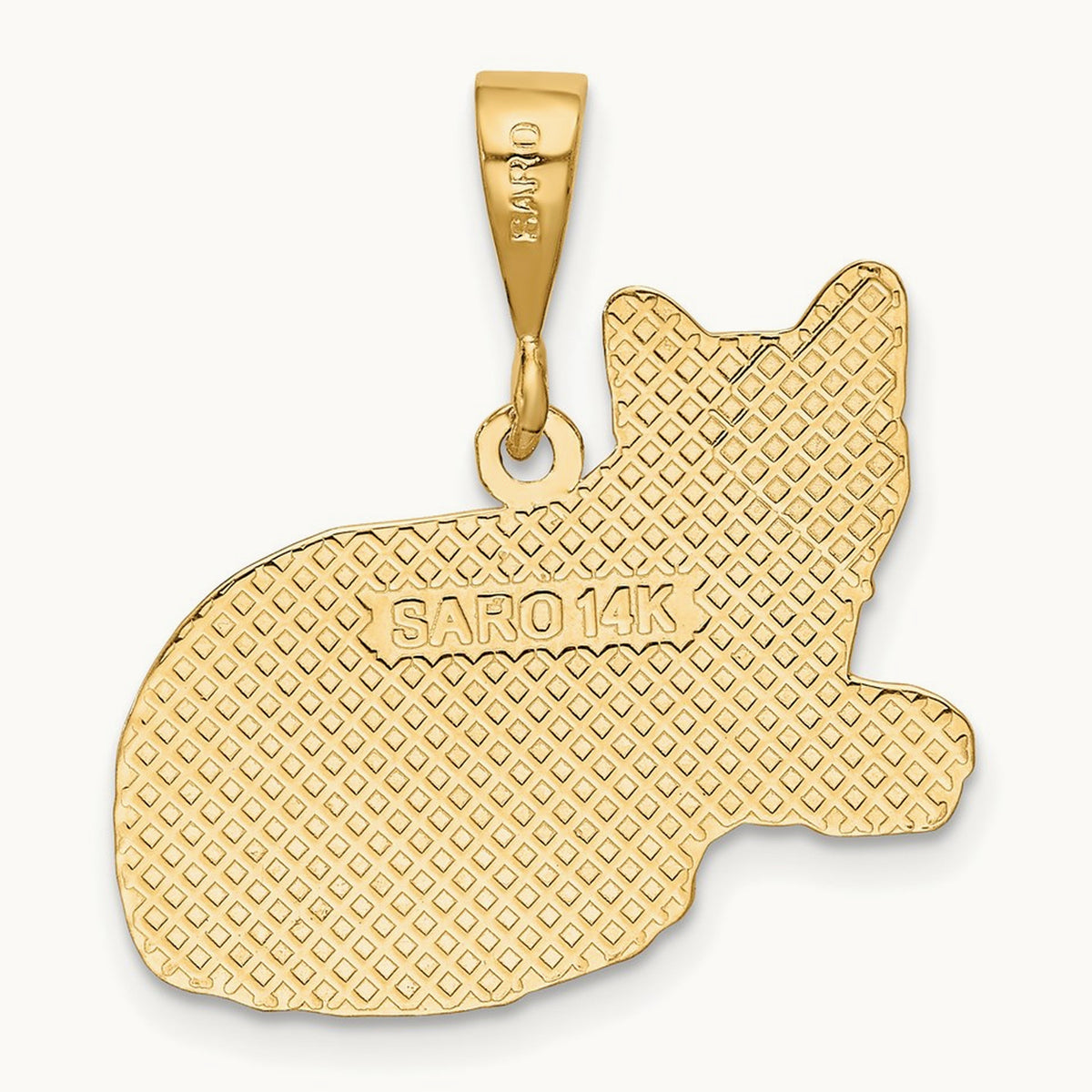 Russian Blue Cat Pendant, 14K