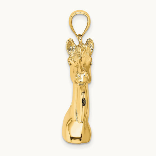 3-D Polished Horse Head Charm, 14K