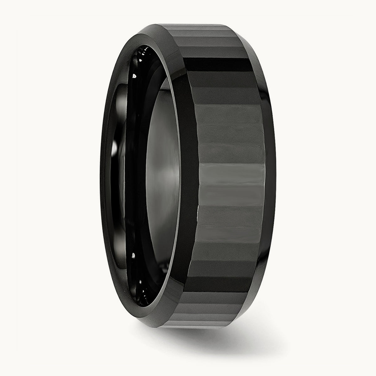 Faceted Beveled Edge Polished Band — photo set