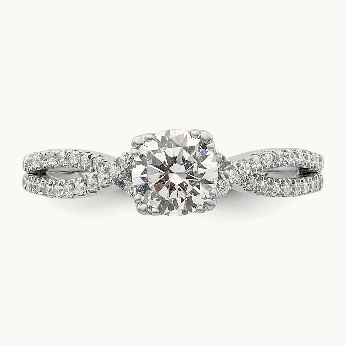 Criss-Cross 3/4ct Round Semi-Mount Eng Dia Ring, 14K White Gold