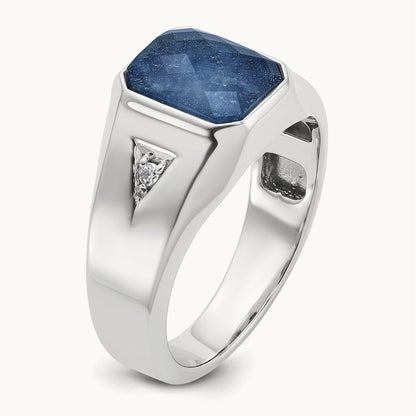 IBGoodman Sapphire Doublet/Diamond Complete Ring, 14K White Gold
