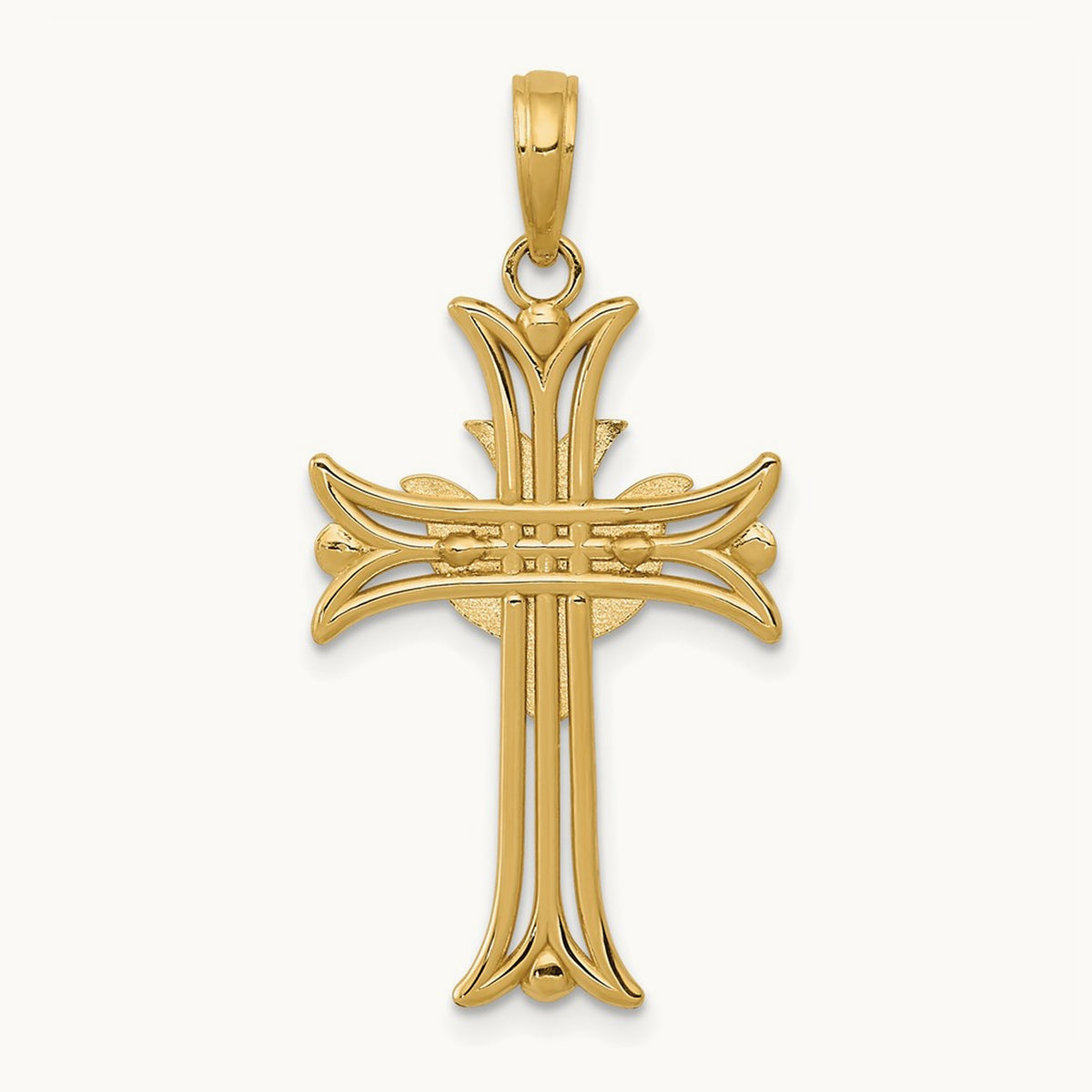 Dove on Cross Pendant, 14K