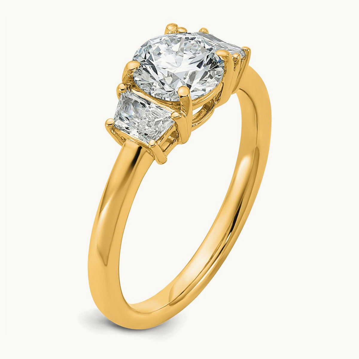 Trapezoid Sidestones Engagement Ring, 0.25-3.75 ct tw Lab-Grown Diamond — 1 3/8 ct, VS (Best) · Certified, 14K Yellow Gold