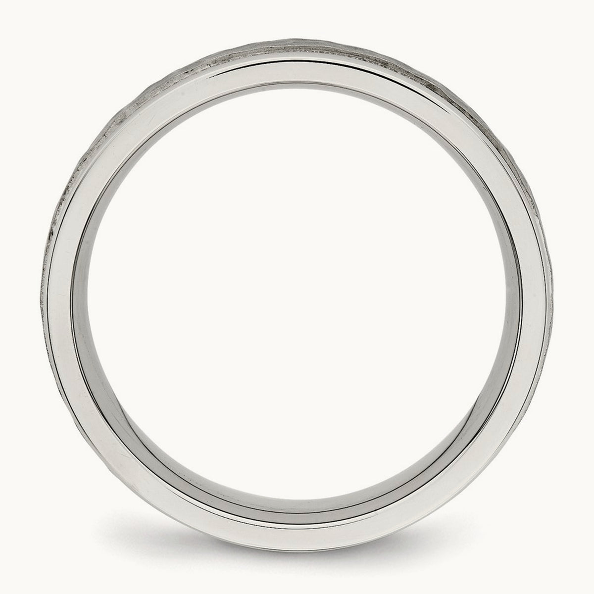 Polished and Hammered Grooved Band, 6mm, Stainless Steel