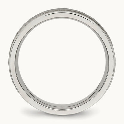 Polished and Hammered Grooved Band, 6mm, Stainless Steel