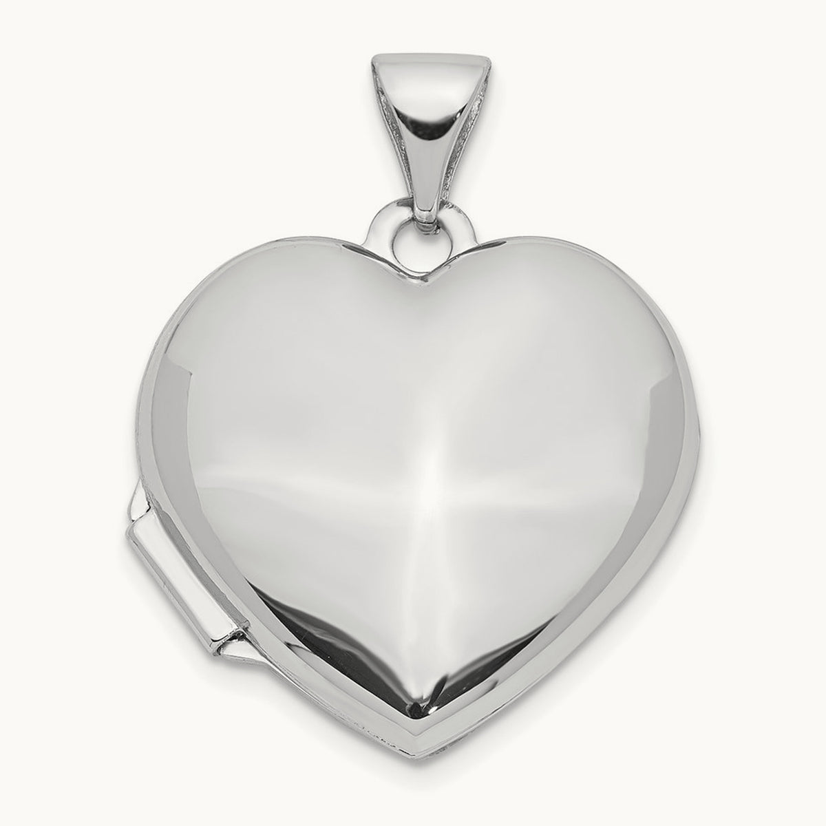Domed Heart Locket — 14K White Gold