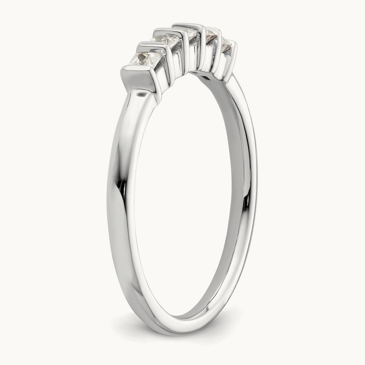Bar-Set Princess-Cut 5-Stone Band — 1/4 ct, 7