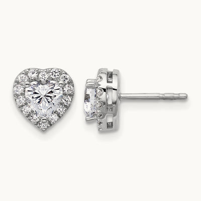 1/2 Center Semi-Mount Halo Heart Earrings, 0.25 ct tw Lab-Grown Diamond