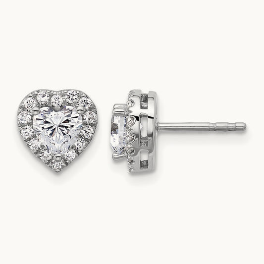 1/2 Center Semi-Mount Halo Heart Earrings, 0.25 ct tw Lab-Grown Diamond