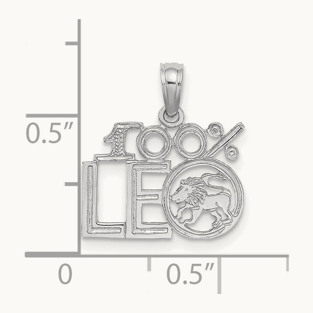 100% LEO Zodiac Charm — 14K White Gold