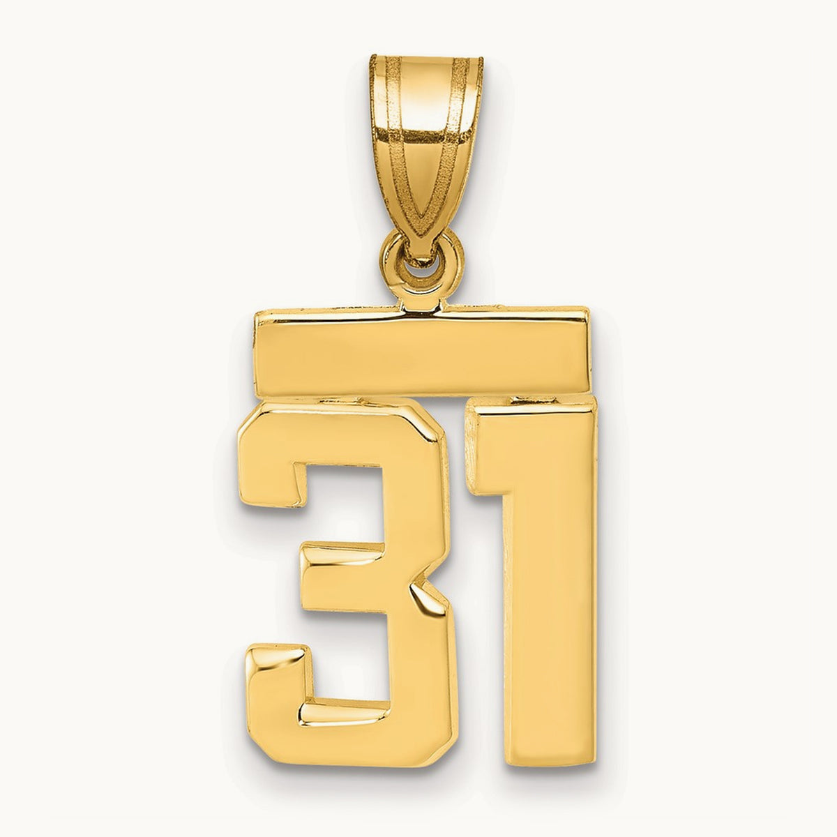 Small Polished Number 31 Charm, 14K