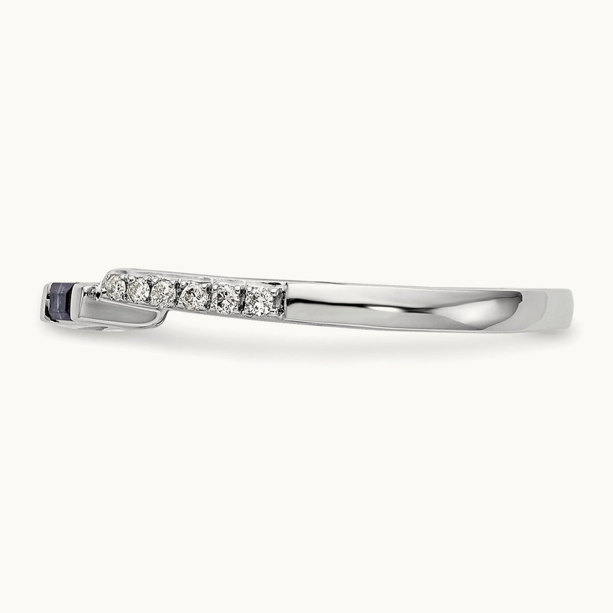Diamond & Sapphire Wedding Band, 14K White Gold