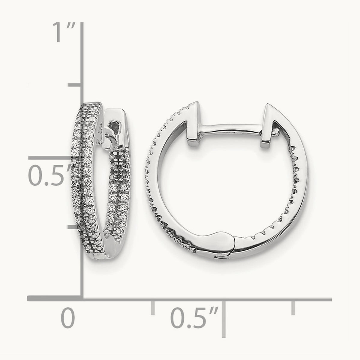 In/Out Diamond Hinged Hoop Earrings — 14mm