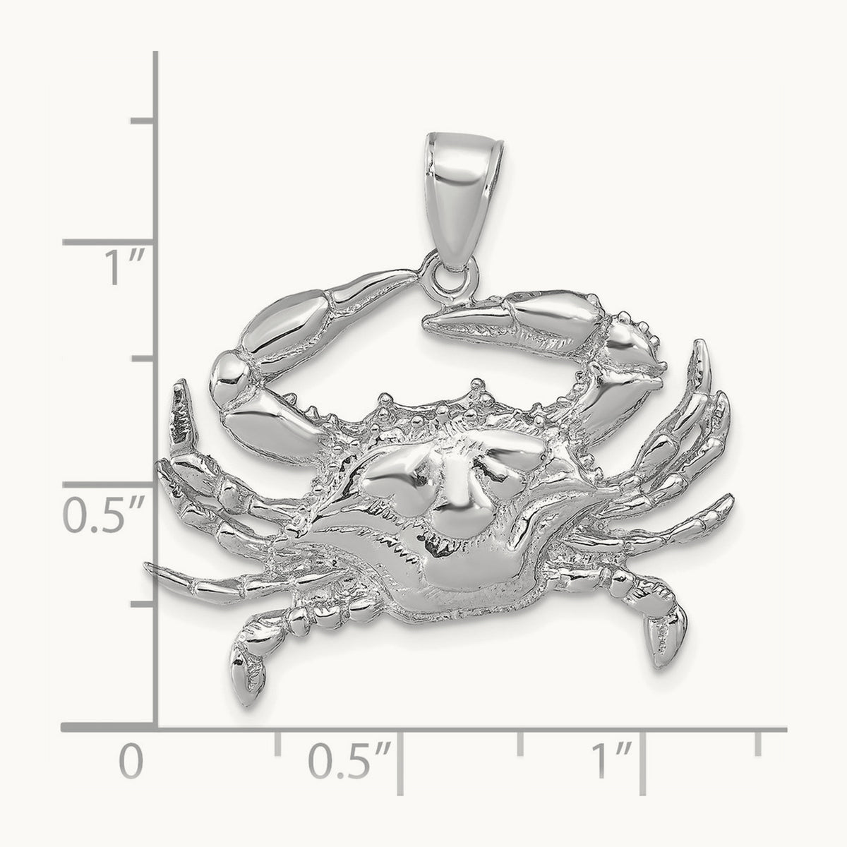 Blue Crab Pendant — 14K White Gold, 30mm