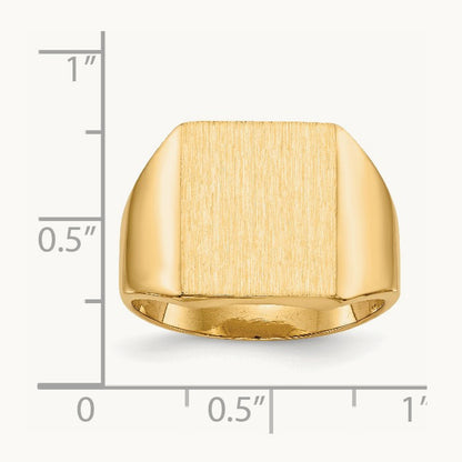 13.5x15. Closed Back Mens Signet Ring, 0mm, 14K