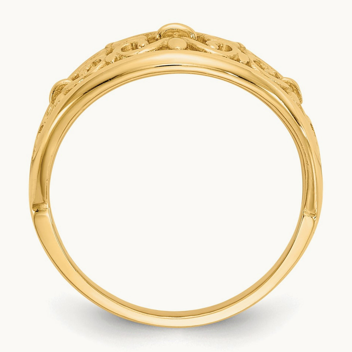 Fleur-De-Lis Tapered Ring, 14K