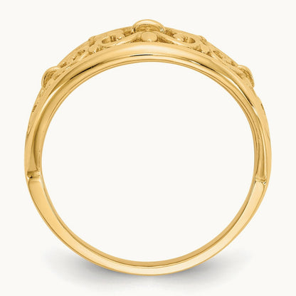 Fleur-De-Lis Tapered Ring, 14K