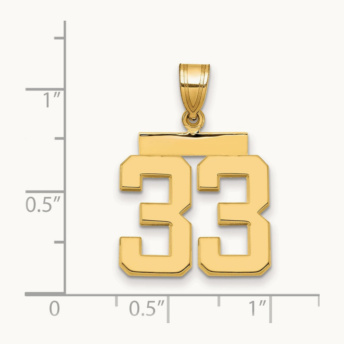Medium Polished Number 33 Charm, 14K