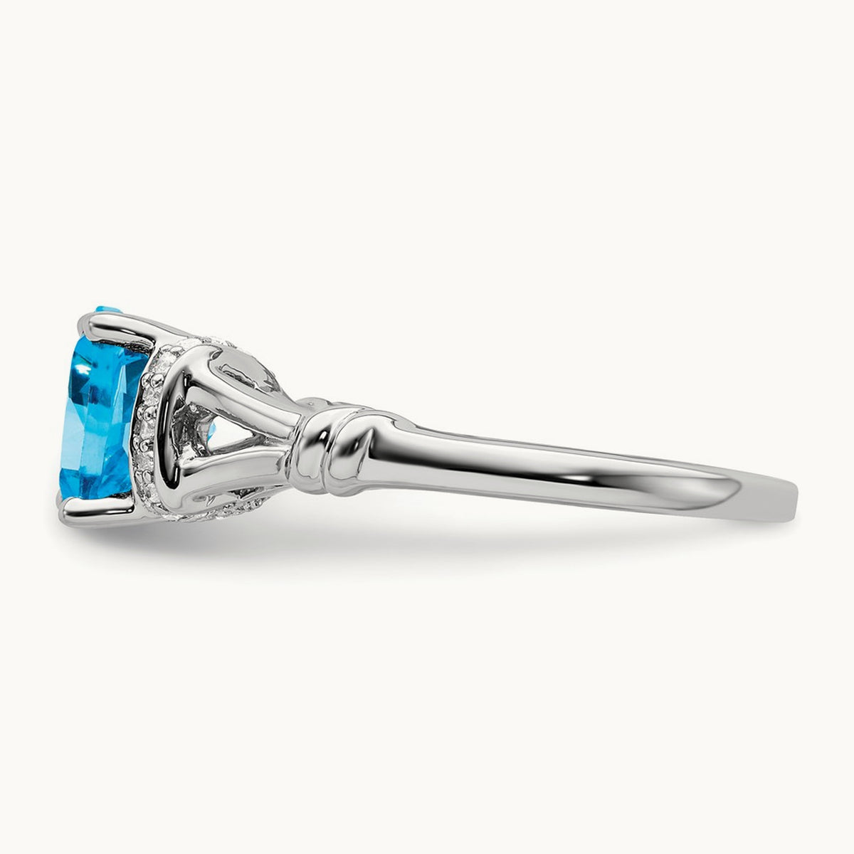 Blue Topaz and Diamond Ring, 14K White Gold