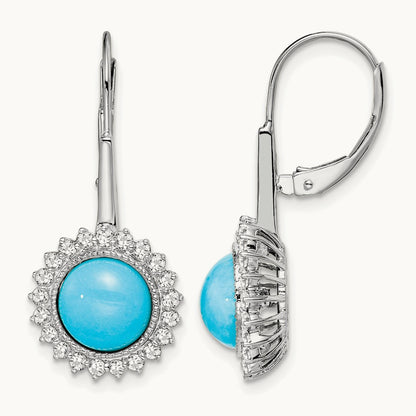 Turquoise and Diamond Leverback Earrings — photo set
