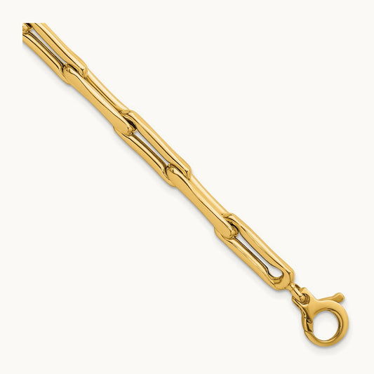 Polished 7.5 Fancy Link Bracelet, 14K