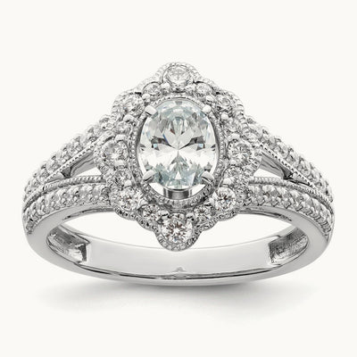 Vintage Oval Halo Semi-Mount Engagement Ring, 0.50 ct tw