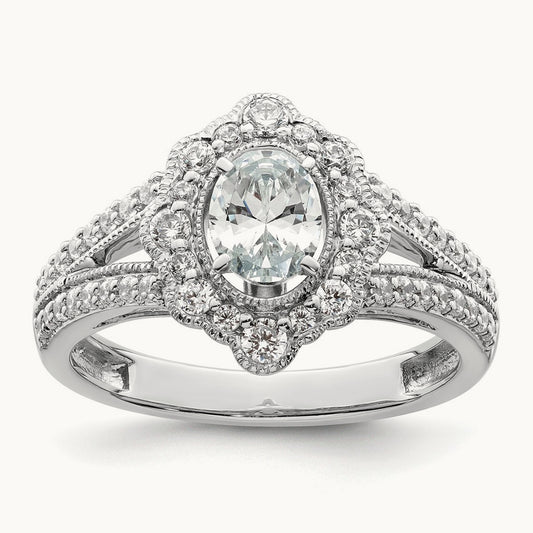 Vintage Oval Halo Semi-Mount Engagement Ring, 0.50 ct tw