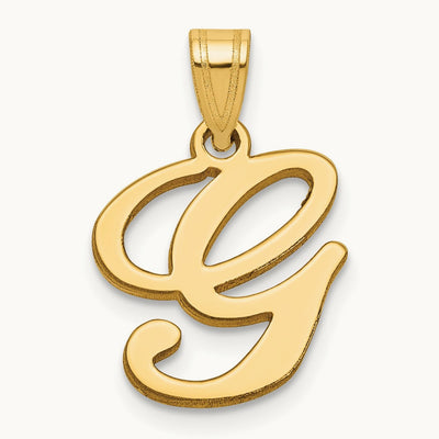 Script Letter G Initial Pendant, 14K Yellow Gold